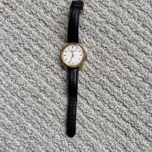 Vacheron Constantin Black Leather Strap Gold Case Men's Watch